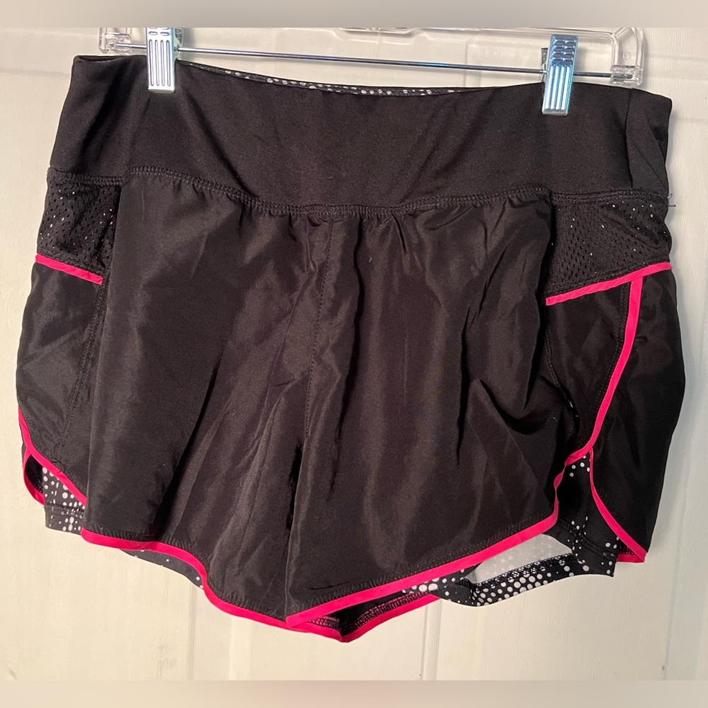 Danskin Black & Pink Shorts With Attached Inside Short Leggings
